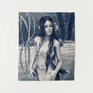 Vintage Mermaid Old Photo Fantasy Art Tapestry