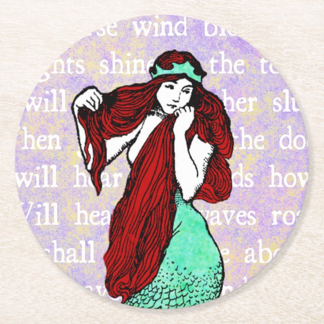 Vintage Mermaid Paper Coaster (Front)