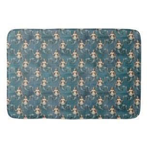 Vintage Mermaid Pattern  Bath Mat