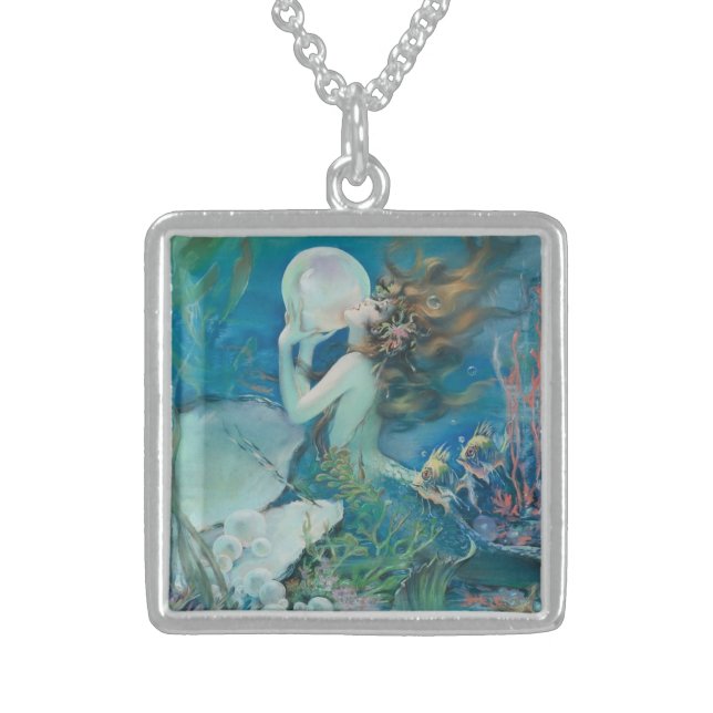 Vintage Mermaid Pearl Sterling Silver Necklace (Front)