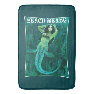 Vintage Mermaid Pin-up "BEACH READY" Bath Mat