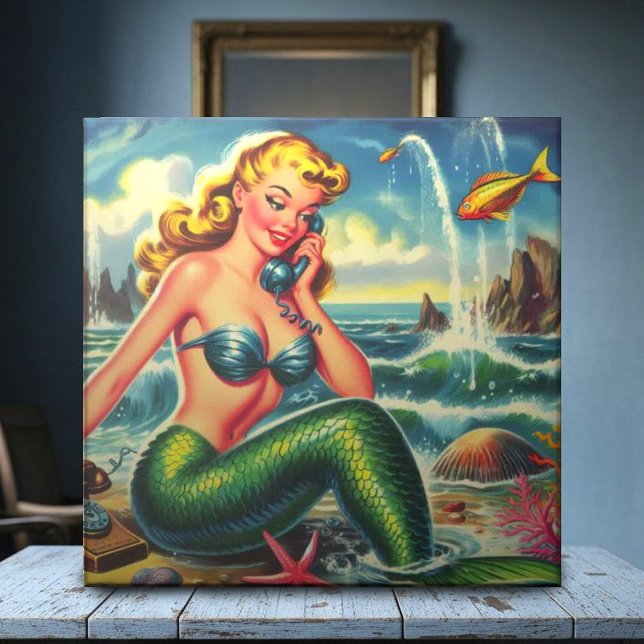 Vintage Mermaid Pin Up Ceramic Tile (Creator Uploaded)