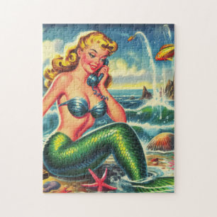 Vintage Mermaid Pin Up Jigsaw Puzzle