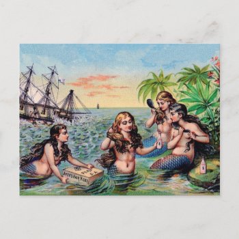 ・ Vintage Mermaid Postcard by Lilleaf at Zazzle