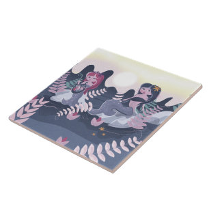 Vintage Mermaid Print Tile
