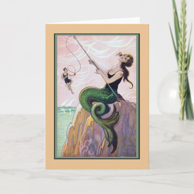 Vintage Mermaid Romantic Love Card (Front)