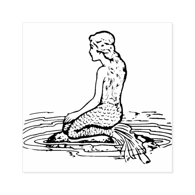 Vintage Mermaid Rubber Stamp (Imprint)