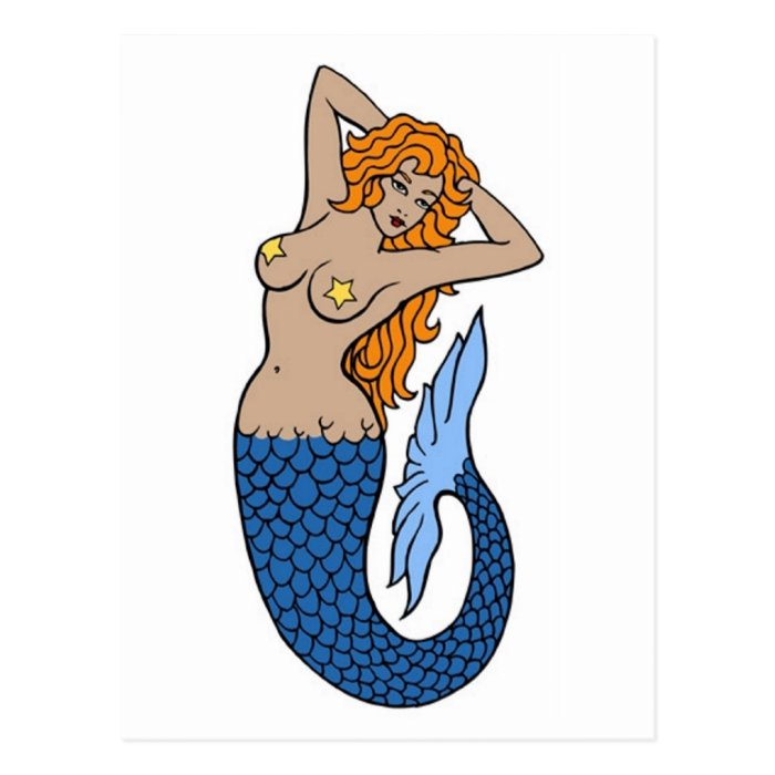 Vintage Mermaid Tattoo Art Post Cards