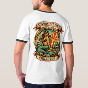 Vintage Mermaid Tattoo Art Sun Drenched Soul Wild T-Shirt