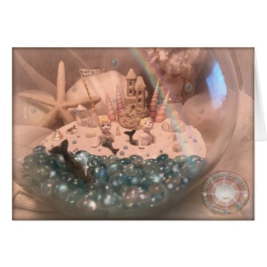 Vintage Mermaid Twins Rainbow Card (Front Horizontal)