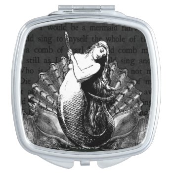 {{{ Vintage Mermaid With Seashells }}} Compact Mir Compact Mirror by WaywardMuse at Zazzle