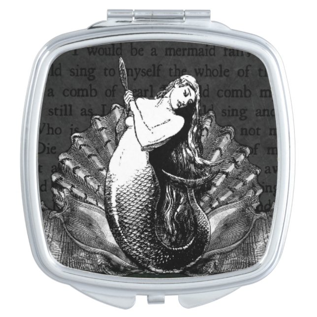 {{{ VINTAGE MERMAID with SEASHELLS }}} Compact Mir Mirror (Front)