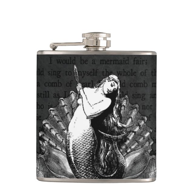 Vintage Mermaid with Seashells Flask (Front)