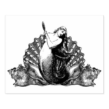 Vintage Mermaid With Seashells Rubber Stamp by WaywardMuse at Zazzle