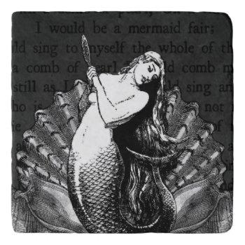 Vintage Mermaid With Seashells Trivet by WaywardMuse at Zazzle
