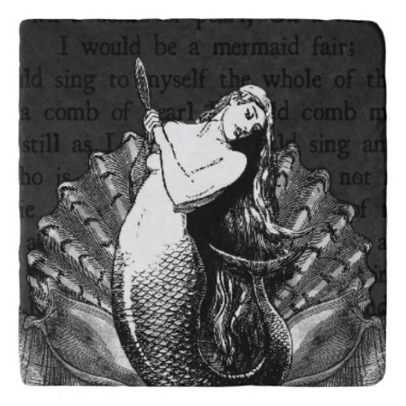 Vintage Mermaid With Seashells Trivet