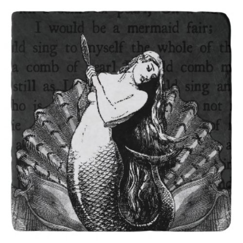 Vintage Mermaid with Seashells Trivet