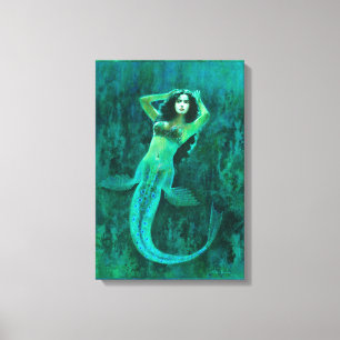 Vintage Mermaid Wrapped Cavas Canvas Print
