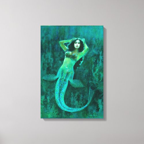 Vintage Mermaid Wrapped Cavas Canvas Print