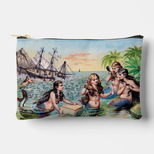 Vintage mermaids in the ocean accessory pouch