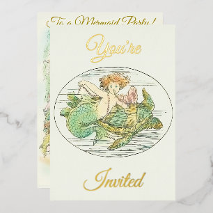 Vintage Mermaids Under the Sea Party Foil Invitation