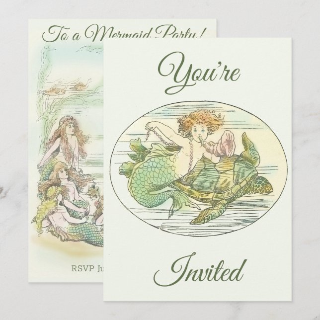 Vintage Mermaids Under the Sea Party  Invitation (Front/Back)