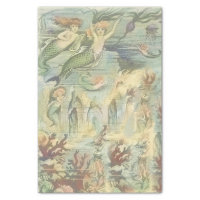 Vintage Mermaids with Coral and Jellyfish Nautical Tissue Paper
