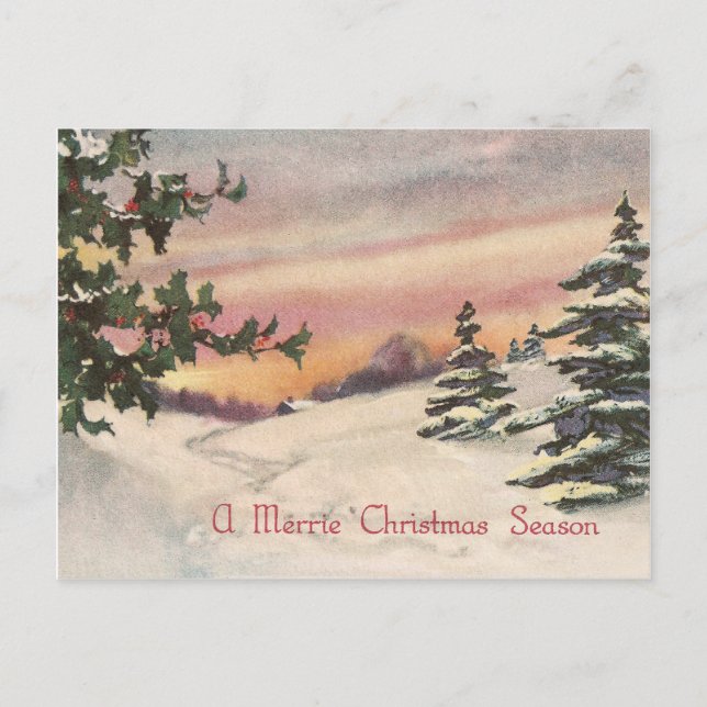 Vintage Merrie Christmas postcard (Front)