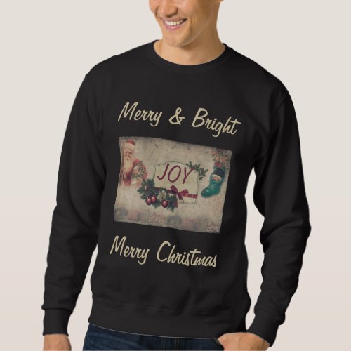 Vintage Merry  Bright Merry Christmas Black  Sweatshirt