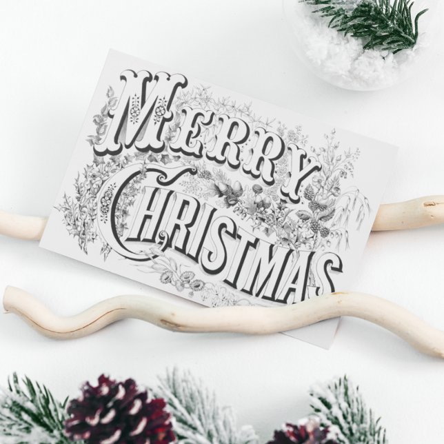 Vintage Merry Christmas 1876 Illustration Holiday Postcard (Creator Uploaded)