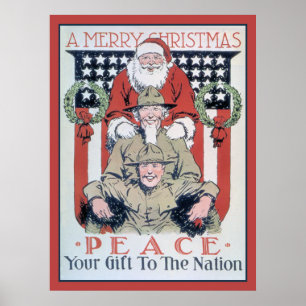 vintage Merry Christmas and peace Poster