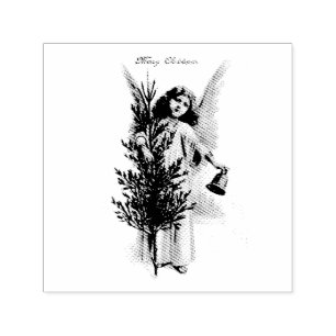 VINTAGE MERRY CHRISTMAS ANGEL RUBBER STAMP