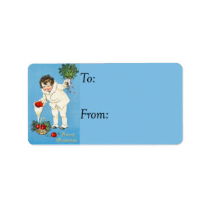 Vintage Merry Christmas Apples Gift Tag