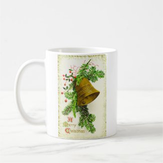 Vintage Merry Christmas Bell Coffee Mug
