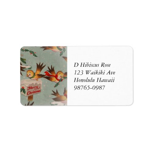 Vintage Merry Christmas Birds Label