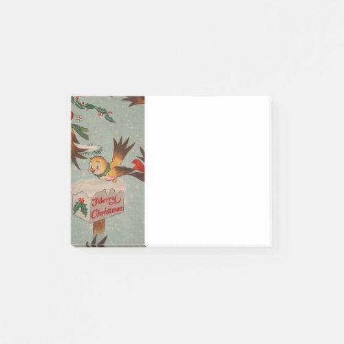 Vintage Merry Christmas Birds Post_it Notes