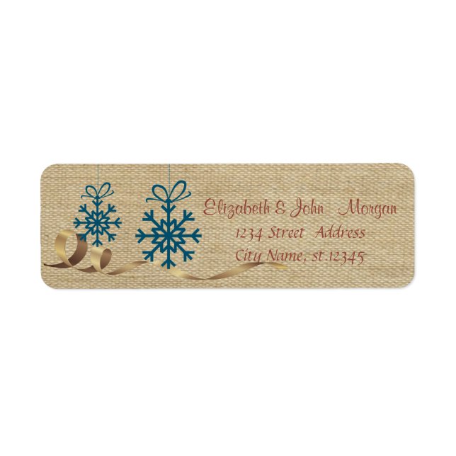 Vintage,Merry Christmas,Blue Snowflakes Label (Front)