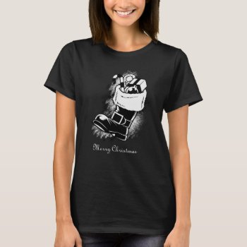 Vintage Merry Christmas Boot Women's T-shirt by Pick_Up_Me at Zazzle