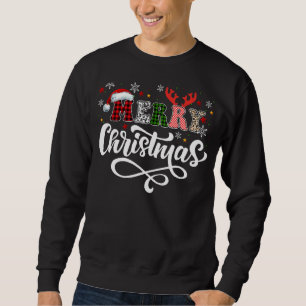 Vintage Merry Christmas Buffalo Plaid Red Tree Leo Sweatshirt