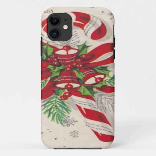 Vintage Merry Christmas Candy Cane iPhone 11 Case