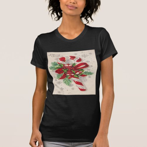 Vintage Merry Christmas Candy Cane T_Shirt