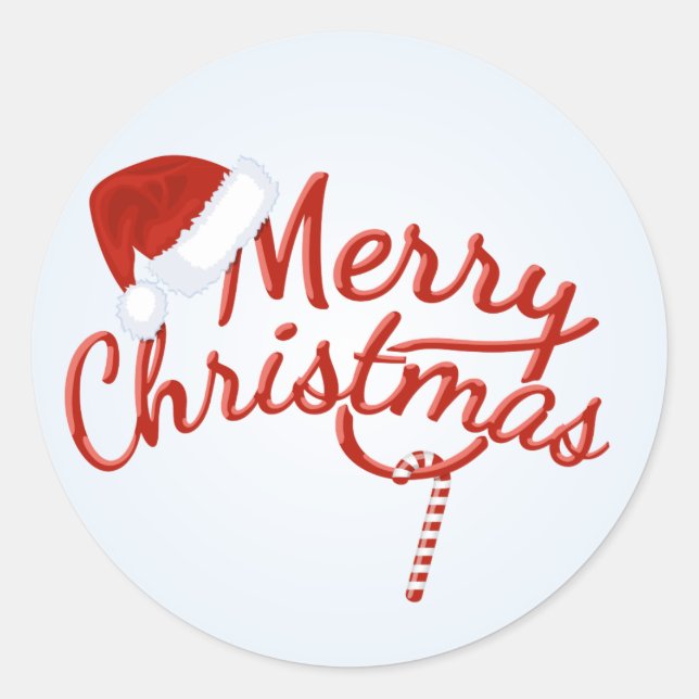 Vintage Merry Christmas Candy Classic Round Sticker (Front)