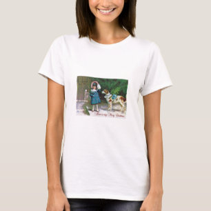 Vintage Merry Christmas Children and Dogs T-Shirt
