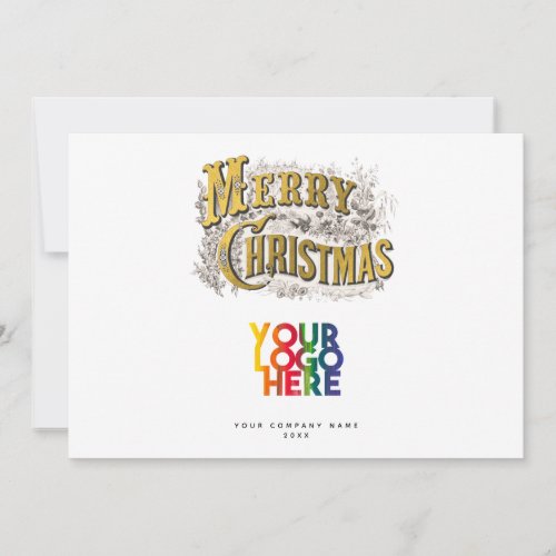 Vintage Merry Christmas Corporate Business Logo  Holiday Card