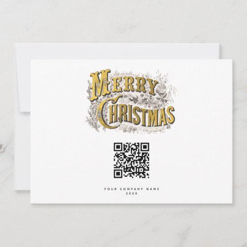 Vintage Merry Christmas Corporate Business QR Code Holiday Card