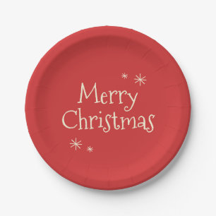Vintage Merry Christmas Cute & Simple Paper Plates