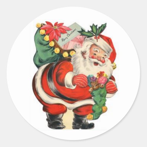Vintage Merry Christmas Delivery Santa Claus Classic Round Sticker