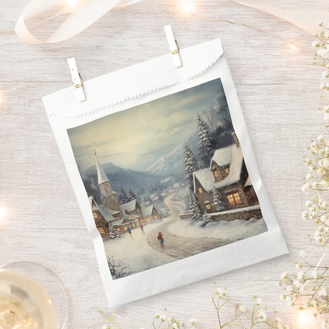 Vintage Merry Christmas Favor Bag (Clipped)