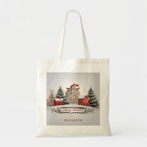 Vintage Merry Christmas Festive Tote Bag 