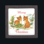 Vintage Merry Christmas Foxes Jewelry Box<br><div class="desc">Adorable,  vintage winter scene featuring two little foxes makes this a lovely gift box to store jewelry and other keepsakes.  A wonderful way to give the gift of jewelry with too!</div>